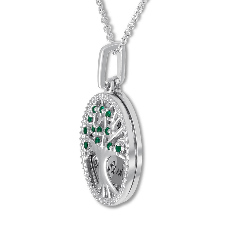 Main Image 2 of Family Tree Necklace Lab-Created Emeralds Sterling Silver