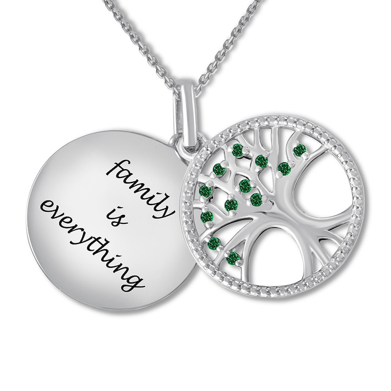 Main Image 3 of Family Tree Necklace Lab-Created Emeralds Sterling Silver