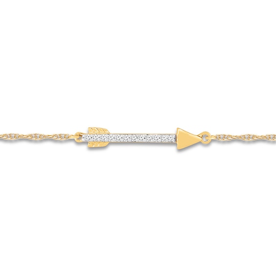 Arrow Anklet Lab-Created White Sapphires 10K Yellow Gold