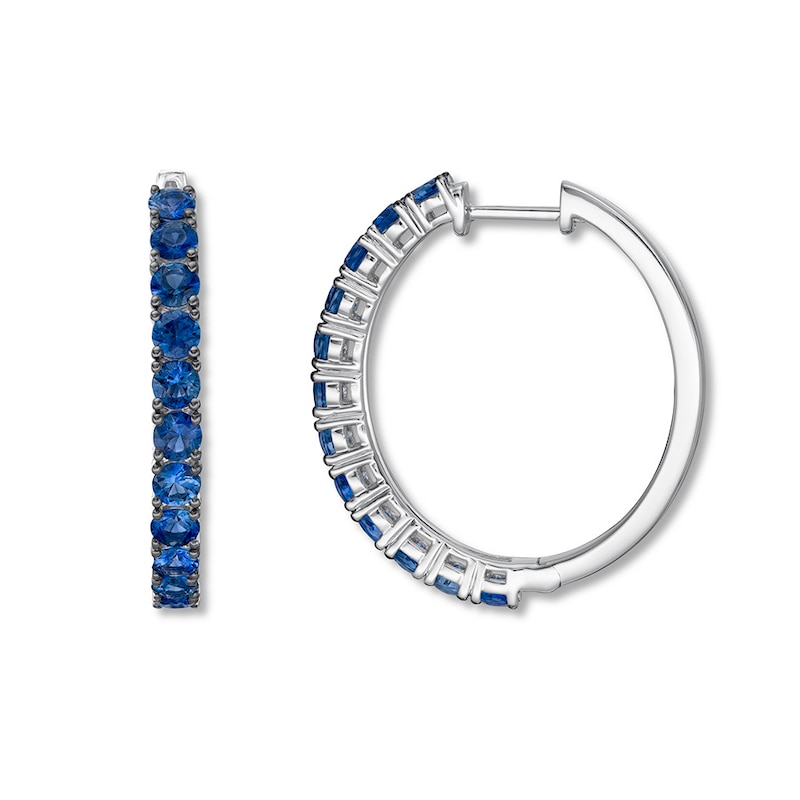 Main Image 1 of Le Vian Blueberry Sapphire Hoop Earrings 14K Vanilla Gold