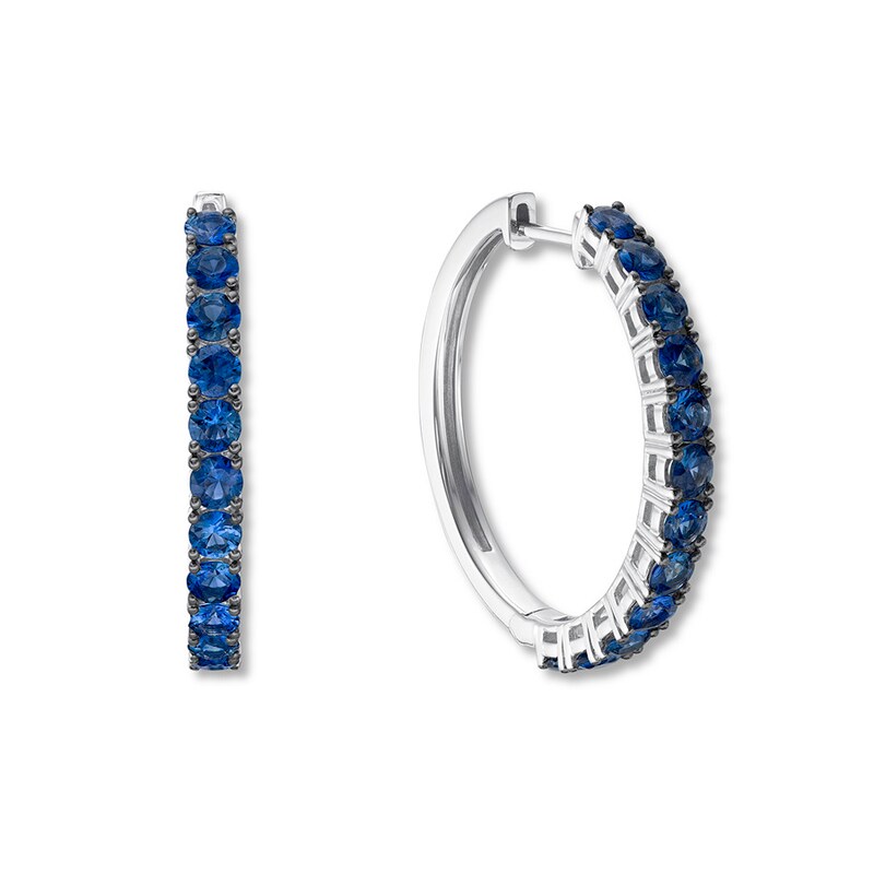 Main Image 2 of Le Vian Blueberry Sapphire Hoop Earrings 14K Vanilla Gold