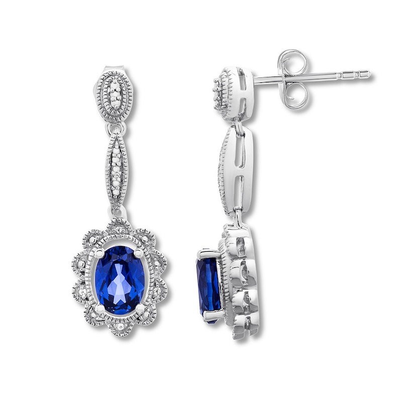 Main Image 2 of Lab-Created Sapphire Box Set 1/20 cttw Diamonds Sterling Silver