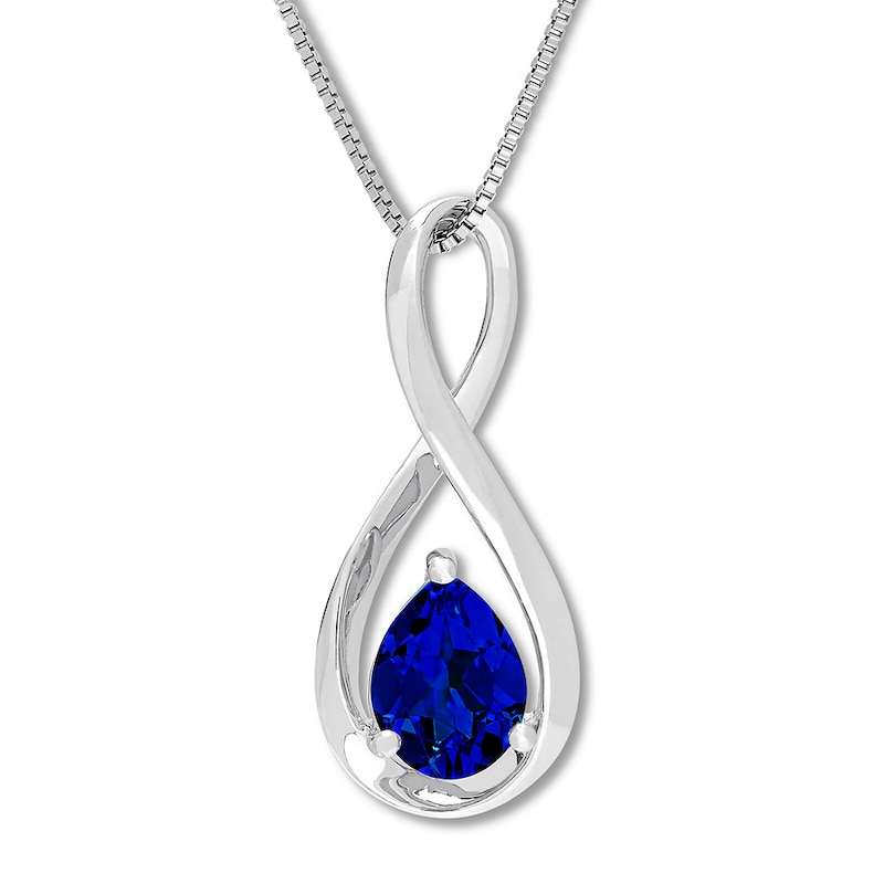 Main Image 1 of Lab-Created Sapphire Necklace Sterling Silver