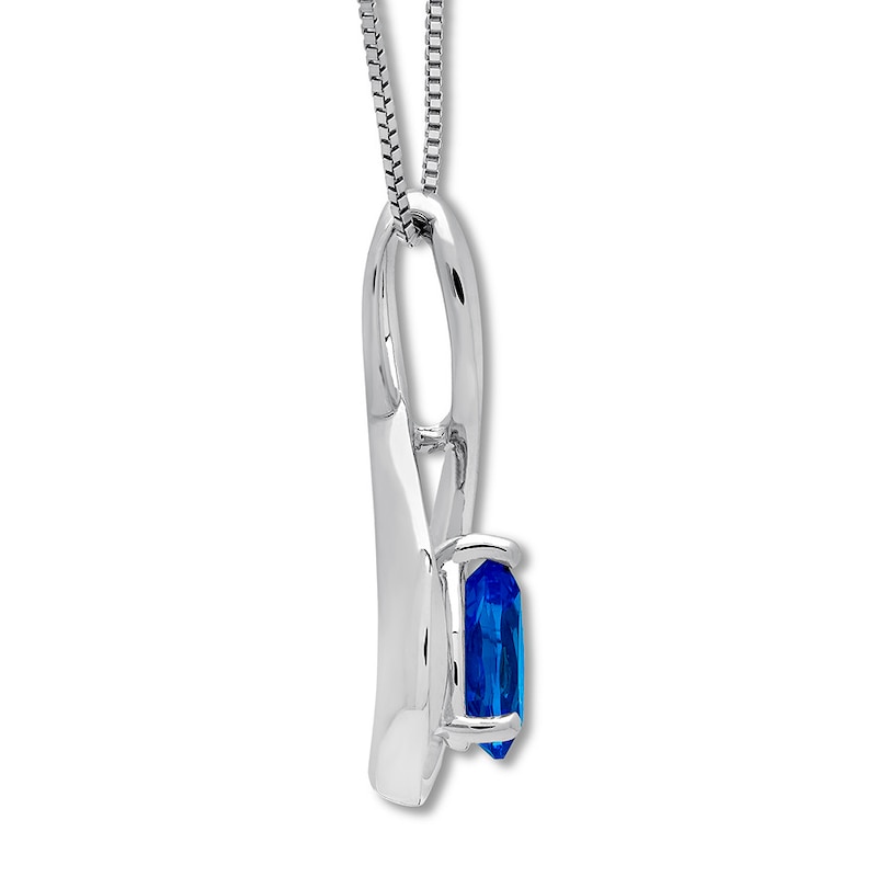 Main Image 2 of Lab-Created Sapphire Necklace Sterling Silver