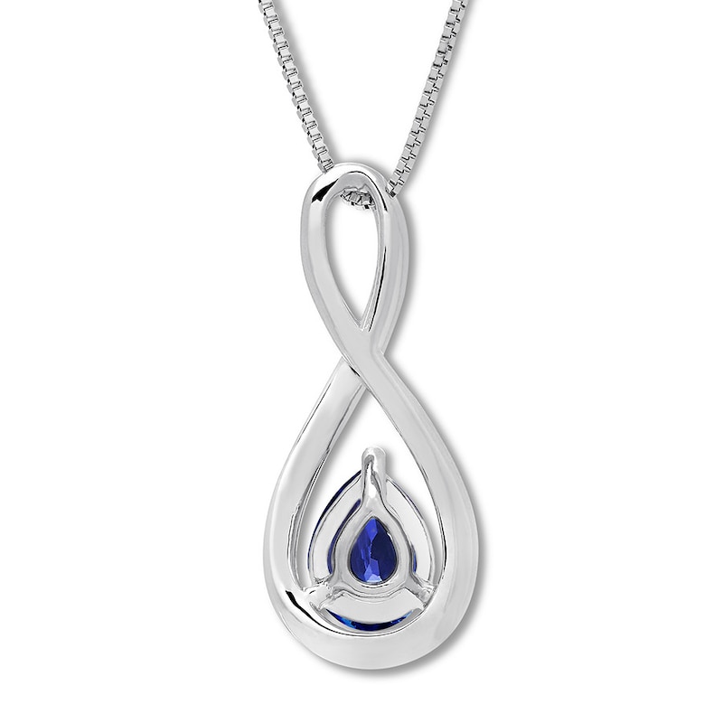 Main Image 4 of Lab-Created Sapphire Necklace Sterling Silver