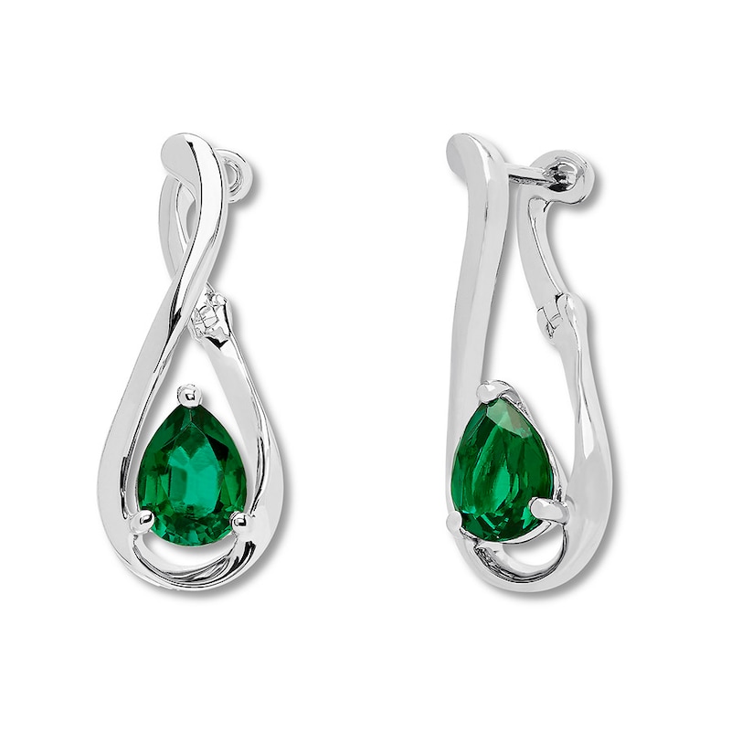 Lab-Created Emerald Earrings Sterling Silver