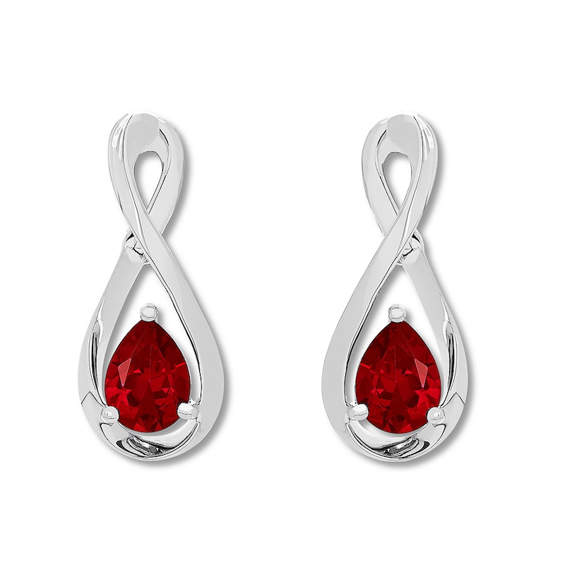 Main Image 3 of Lab-Created Ruby Earrings Sterling Silver