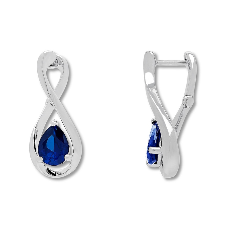 Main Image 1 of Lab-Created Sapphire Earrings Sterling Silver