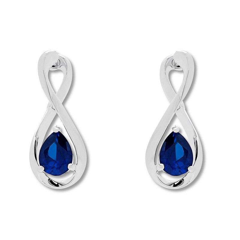 Main Image 3 of Lab-Created Sapphire Earrings Sterling Silver
