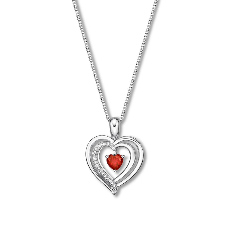 Main Image 1 of Convertible Heart Necklace Lab-Created Ruby Sterling Silver