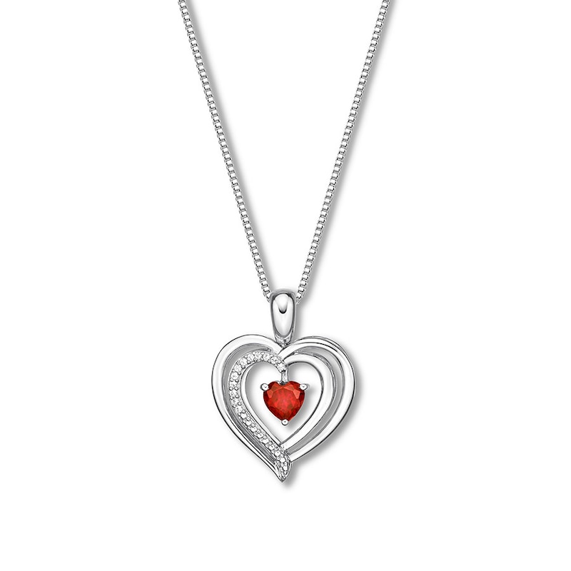 Convertible Heart Necklace Lab-Created Ruby Sterling Silver