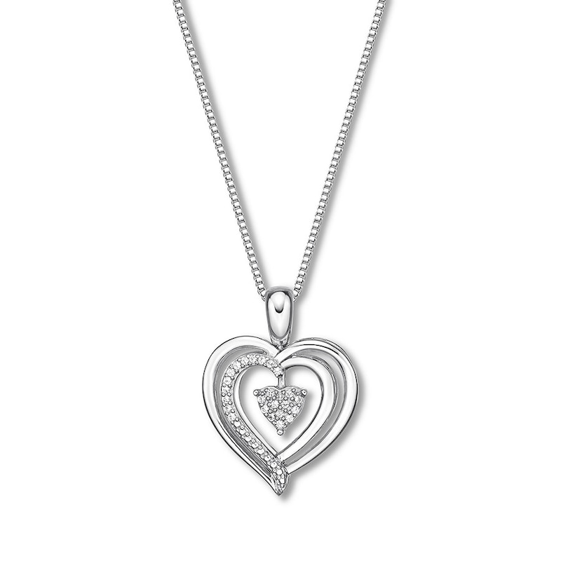 Main Image 4 of Convertible Heart Necklace Lab-Created Ruby Sterling Silver