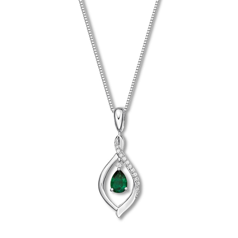 Main Image 1 of Convertible Lab-Created Emerald Necklace Sterling Silver