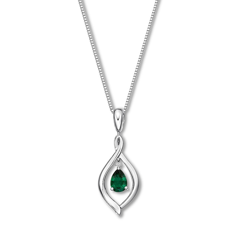 Main Image 2 of Convertible Lab-Created Emerald Necklace Sterling Silver