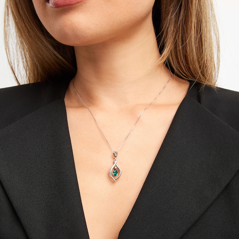 Main Image 5 of Convertible Lab-Created Emerald Necklace Sterling Silver