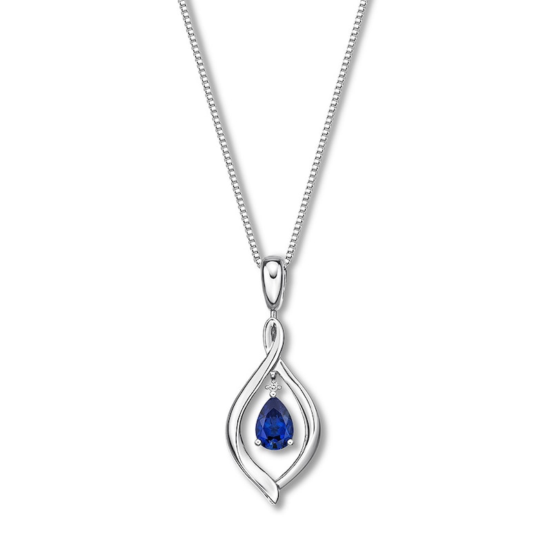 Main Image 2 of Convertible Lab-Created Sapphire Necklace Sterling Silver
