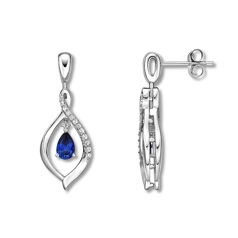 Main Image 1 of Convertible Lab-Created Sapphire Earrings Sterling Silver