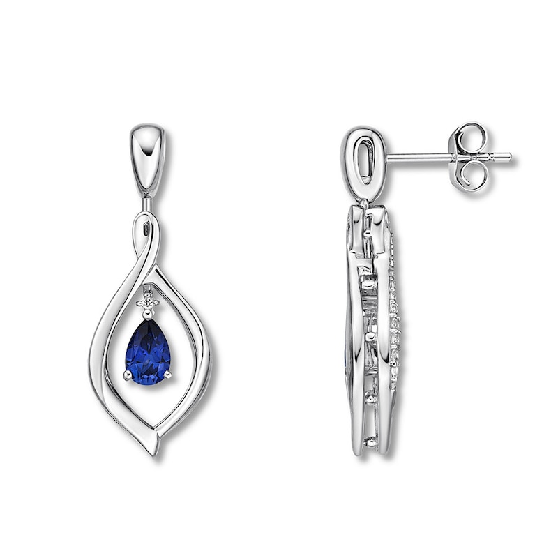 Main Image 2 of Convertible Lab-Created Sapphire Earrings Sterling Silver