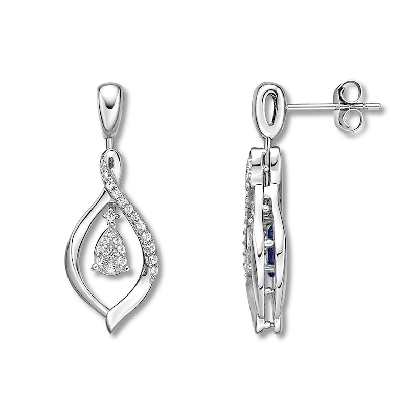 Convertible Lab-Created Sapphire Earrings Sterling Silver