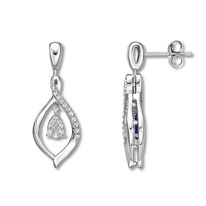 Main Image 4 of Convertible Lab-Created Sapphire Earrings Sterling Silver
