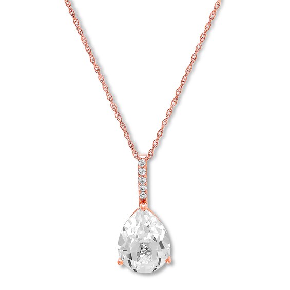 Lab-Created White Sapphire Necklace 10K Rose Gold