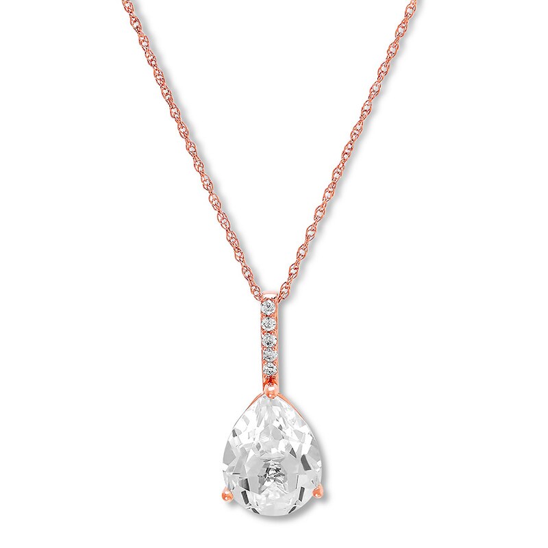 Main Image 1 of Lab-Created White Sapphire Necklace 10K Rose Gold