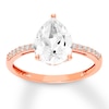 Thumbnail Image 1 of Lab-Created White Sapphire Ring Pear/Round 10K Rose Gold