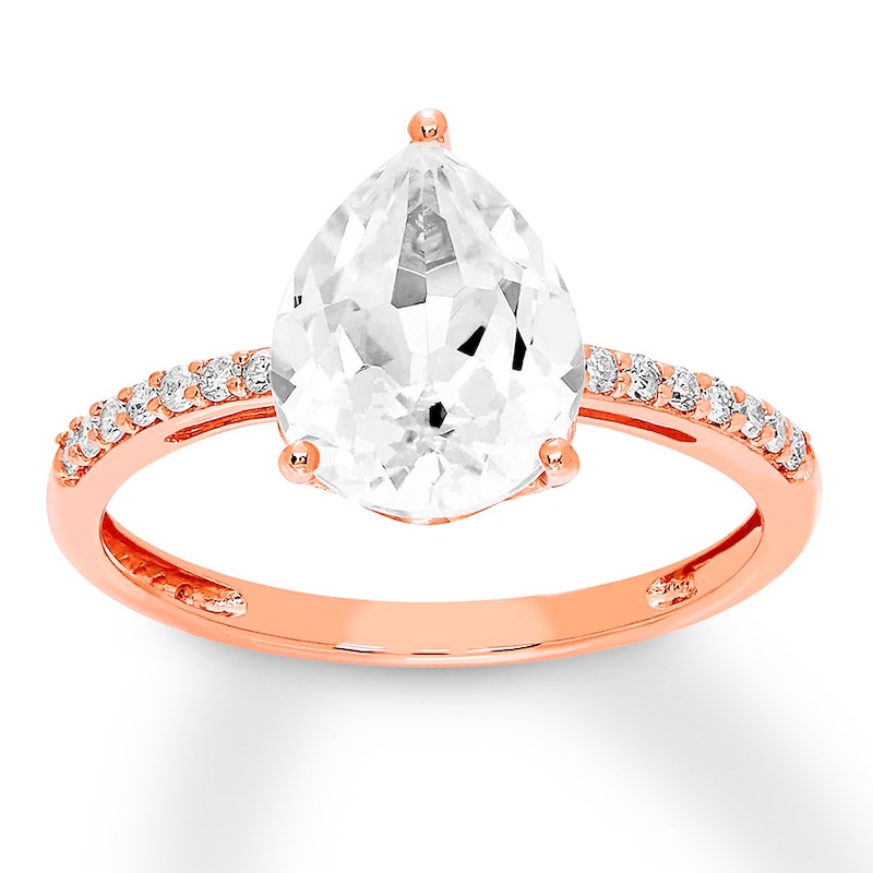 Main Image 1 of Lab-Created White Sapphire Ring Pear/Round 10K Rose Gold