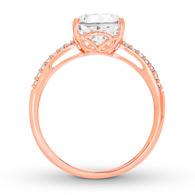 Lab-Created White Sapphire Ring Pear/Round 10K Rose Gold