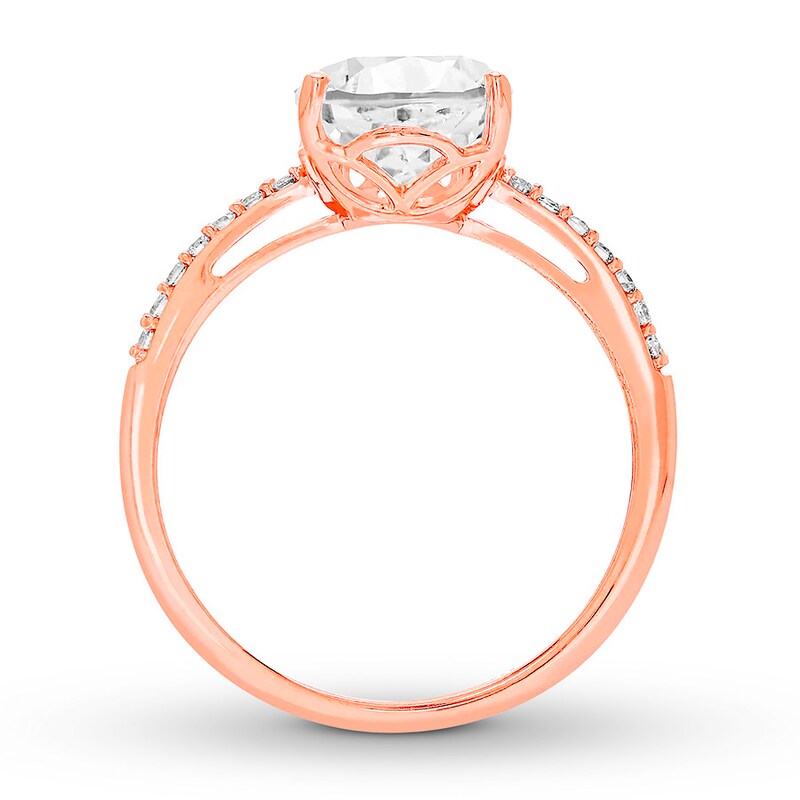Main Image 2 of Lab-Created White Sapphire Ring Pear/Round 10K Rose Gold