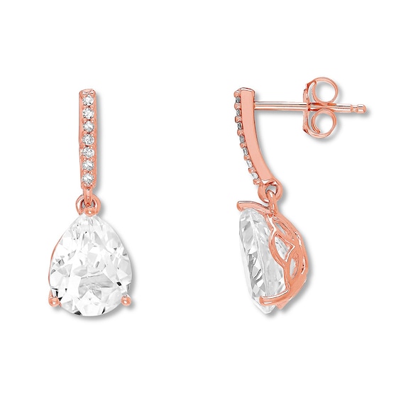 Lab-Created White Sapphire Earrings 10K Rose Gold