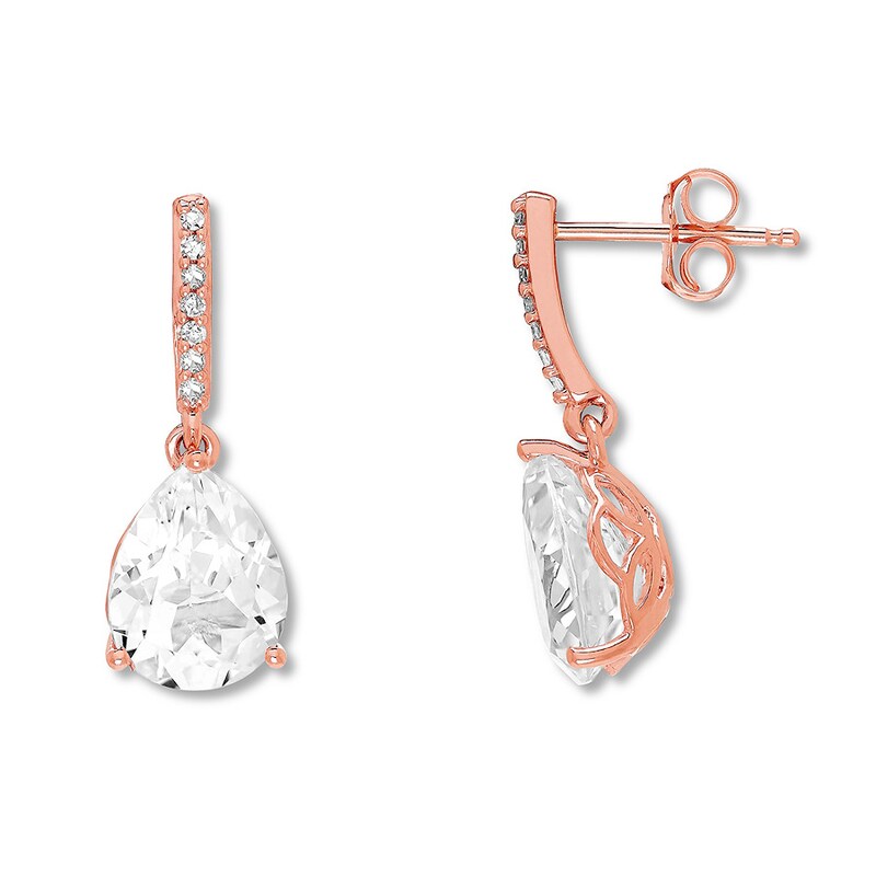 Lab-Created White Sapphire Earrings 10K Rose Gold