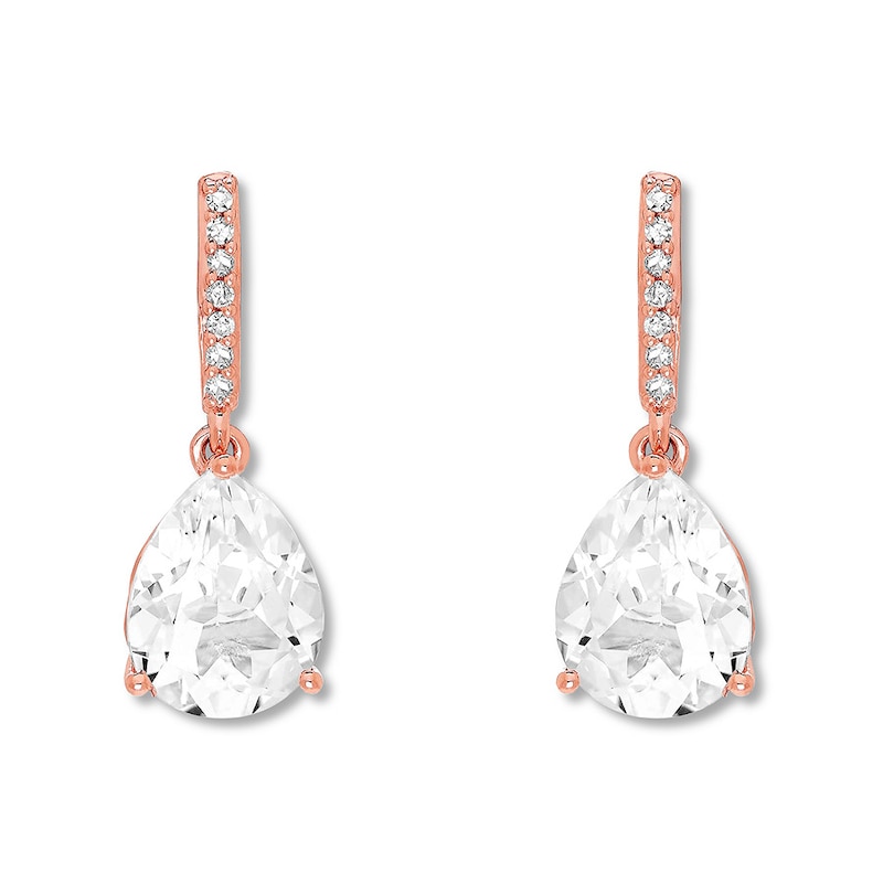 Main Image 2 of Lab-Created White Sapphire Earrings 10K Rose Gold