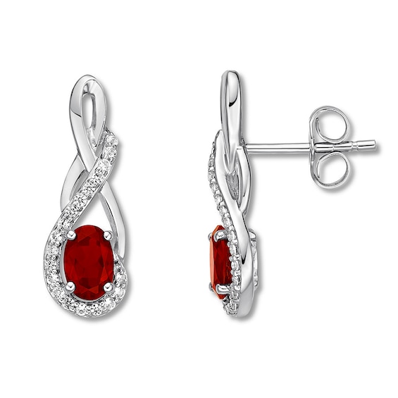 Lab-Created Ruby & Lab-Created Sapphire Earrings Sterling Silver