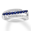 Thumbnail Image 0 of Diamond Flat Top Ring Lab-Created Sapphires Sterling Silver