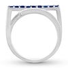 Thumbnail Image 1 of Diamond Flat Top Ring Lab-Created Sapphires Sterling Silver