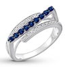 Thumbnail Image 3 of Diamond Flat Top Ring Lab-Created Sapphires Sterling Silver