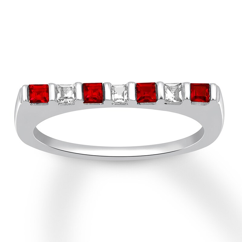 Lab-Created Ruby Flat Top Ring Sterling Silver