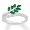 Thumbnail Image 0 of Leaf Ring Lab-Created Emeralds Sterling Silver
