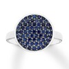 Lab-Created Sapphire Disc Ring Pave-set Sterling Silver
