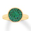 Thumbnail Image 0 of Lab-Created Emerald Disc Ring Pave-set 10K Yellow Gold