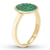 Thumbnail Image 1 of Lab-Created Emerald Disc Ring Pave-set 10K Yellow Gold