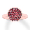 Lab-Created Ruby Disc Ring Pave-set 10K Rose Gold