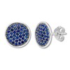 Lab-Created Sapphire Disc Earrings Pave-set Sterling Silver