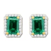 Thumbnail Image 0 of Lab-Created Emerald Earrings 1/4 ct tw Diamonds 10K Yellow Gold
