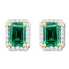 Thumbnail Image 1 of Lab-Created Emerald Earrings 1/4 ct tw Diamonds 10K Yellow Gold