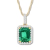 Thumbnail Image 0 of Lab-Created Emerald Necklace 1/6 ct tw Diamonds 10K Yellow Gold
