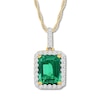 Thumbnail Image 1 of Lab-Created Emerald Necklace 1/6 ct tw Diamonds 10K Yellow Gold