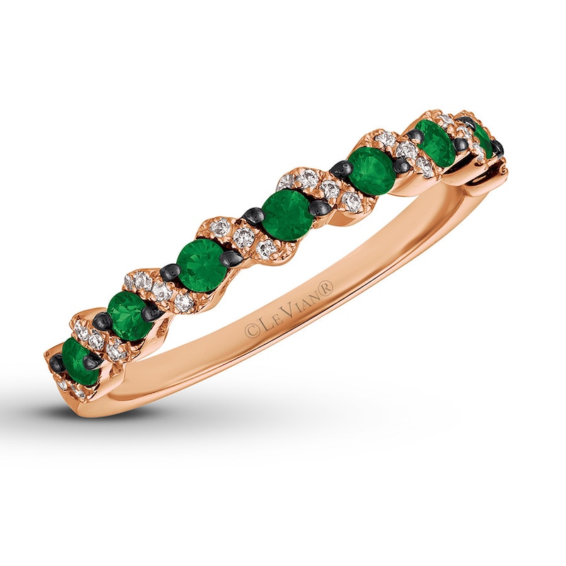 Le Vian Natural Emerald Ring 1/20 ct tw Diamonds 14K Strawberry Gold