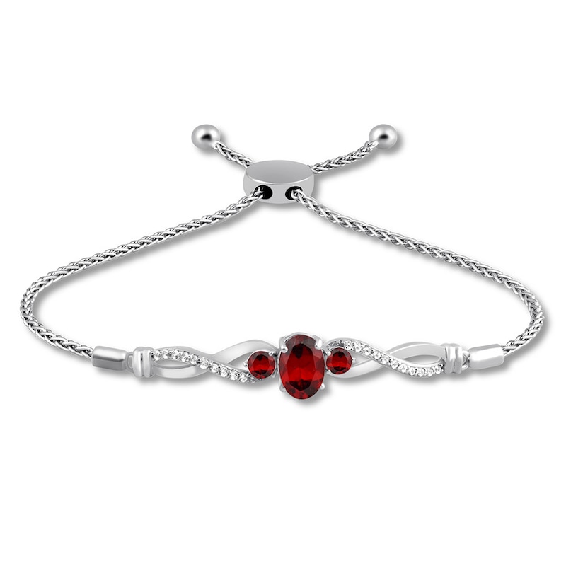 Main Image 2 of Garnet Bolo Bracelet Lab-Created Sapphires Sterling Silver
